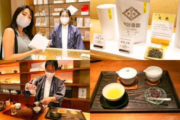 在大阪・心斋桥的日本茶专卖店“宇治香园”品尝玉露