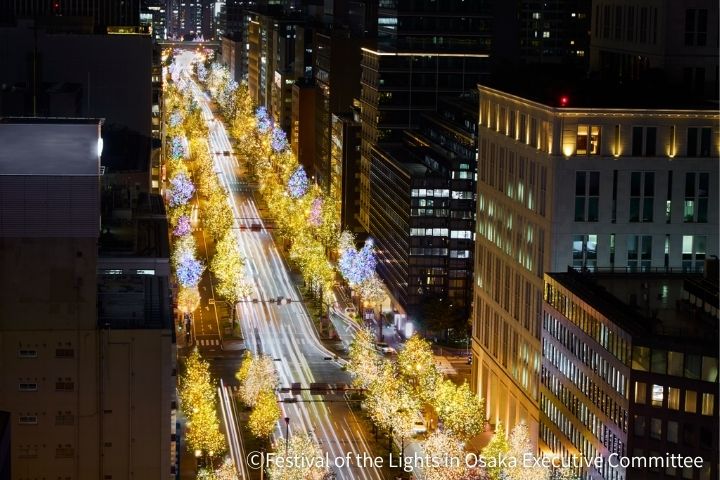 大阪“御堂筋彩灯秀2025”的效果图