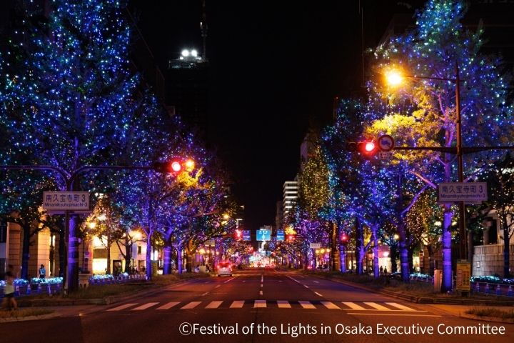 大阪“御堂筋彩灯秀2025”的效果图
